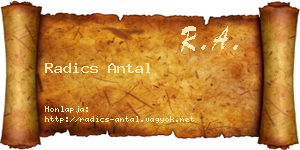 Radics Antal névjegykártya